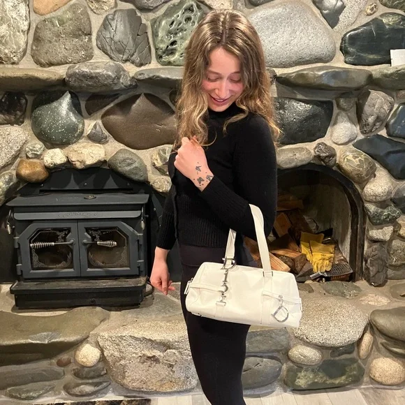 Dior white Leather Shoulder Bag with silver hardware COA and dust bag! - Picture 3 of 10
